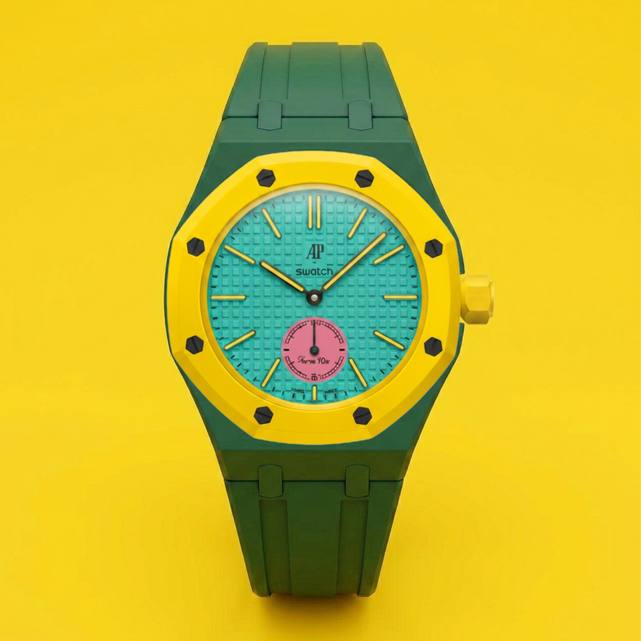 Gumowy pasek Hulk X Green do Swatch × AP Royal Pop