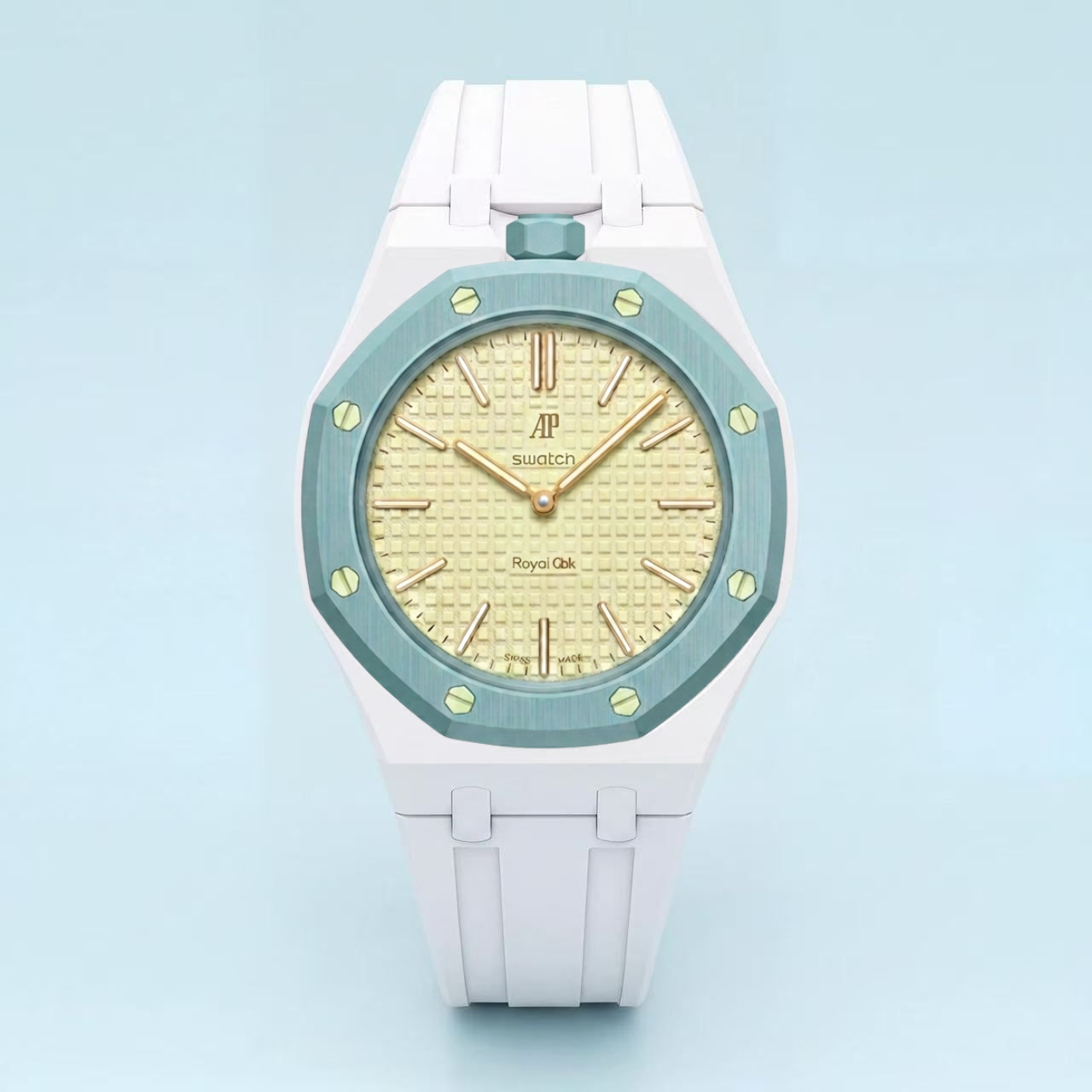Gumowy pasek Icy White do Swatch X AP Royal Pop - obrazek 3